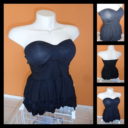 Blusinha de Viscolycra Babado com Renda e Bojo